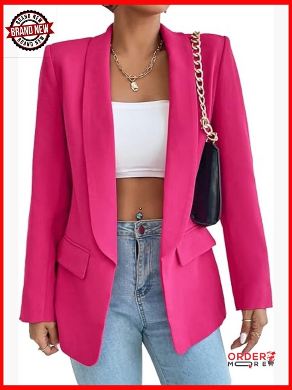 Casual Blazer Open Front Shawl Collar Long Sleeve Slim Fit Jacket Work Office